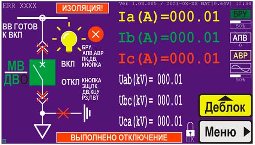 Индикация КРУ БЗУ-2 (11.01 и 11.04)
